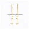 Dangle Chandelier Earrings Ins Vintage Chain Star Goldplated Long Earring For Women Girls Fashion Jewelry Gift Drop Delivery Dhvtf