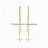 Dangle Lustre Boucles D'oreilles Ins Vintage Chaîne Étoile Plaqué Or Longue Boucle D'oreille Pour Femmes Filles Mode Bijoux Cadeau Drop Delivery Dhvtf