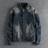 Giacche da uomo Giacca di jeans da uomo personalizzata colletto rialzato abiti da lavoro tipo duro moto tendenza cappotto top capispalla 1048 230202