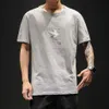 T-shirt da uomo 2022 camicia da uomo nuova estate manica corta sciolto cotone lino stampa solida T-shirt di alta qualità Y2302
