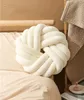 Oreiller/décoratif trois cordes nouées oreillers jet rond décoratif pour lit et canapé bleu marine rose vert S décor à la maison coussin
