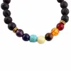 Strand Surtido 8mm Beads Pulsera Piedra Natural Volcánica Mujer Hombre Black Lava