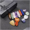 Andra smyckesuppsättningar Natural Chakra Hexagon Column Energy Stone Box For Women Reiki Healing Crystals Gemstones Yoga 14st Drop Delivery Dhwak