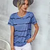 Camisetas de mujer Camiseta de verano para mujer Patrón de rayas Camisetas de cuello redondo de manga corta