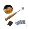 Ferramentas de assadeira Ferramentas de p￣o port￡til Cuttador de p￣o Fazendo navalha para ferramenta de corte de cozinha ma￧aneta de madeira faca de a￧o inoxid￡vel Dharh