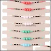 Link Chain 12Pcs/Set Colorf Glass Crystal Beads Charms Bangles Bracelets Women Adjustable Woven Rope Wristband Jewelry Children Bir Dhh17