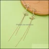 Dangle Chandelier Fashion Long Tassel Earrings Hollow Double Butterfly Earring 925 Sterling Sier Needle For Women Wholesale Jewelr Otulc