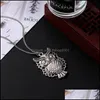 Pendant Necklaces Owl Necklace Vintage Hollow Cute Retro Carved Sweater Chain For Women Long Drop Delivery Jewelry Pendants Dhlhj