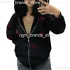 Jaquetas Masculinas Jaquetas Masculinas Strass Red Spider Print Y2k Feminino Zip Up Long Seve Oversized Black Hoodie New Gothic Punk Fashion Casual Sweatshirts0 202V23