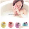 Other Bath Toilet Supplies 100G Shower Ball Bomb Explosion Foam Natural Sea Salt Dried Flower Deep Essential Oil 4 Gift Boxes Drop Dhnyy