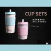 Kupalar Taşınabilir Pembe Mavi Yeşil Polka Nokta Termal Yoksul Çay Kahve Kupa Kupası Yeniden Kullanılabilir Bambu Fiber Çevre Dost Drop Teslimat H DHNWK