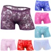 Underpants In Sexy Lingerie Boxers Briefs For Men Underwear Rose Lace Transparent Mesh Low Waist Boyshort Boxer