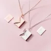 Pendant Necklaces MloveAcc Genuine 925 Sterling Silver Pendant Necklace Women Envelope Lover Letter Pendant Best Gifts for Girlfriend G230202