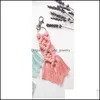 Nyckelringar Personlig est Creative Irregar Tassel Bohemian Keychain Cute Cotton Rep Weave Bag Decoration Rame Pendant Keychain82 Q Dhhyo