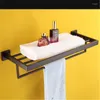 Bath Accessory Set Brushed Silver Towel Rack Wall Mounted Sus304 Stainless Steel Matte Black Double Holder Glass Corner Shelf