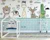 Wallpapers Papel De Parede Nordic Hand-painted Cartoon Small Animal Guard Board Children&#39;s Room 3D Wallpaper Mural Living Home Decor