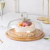Other Kitchen Tools Creative Transparent Glass Food Covers Cake With Wood Tray Dessert Dustproof Protective Dia 242629cm 230201