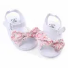 Barn baby spjälsäng icke-halkbowknot småbarn nyfödda spädbarn sandaler barn flickor platt skor blommor 11-13 cm skor 0202