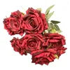 Decorative Flowers 1 Bouquet Great Artificial Rose Brushed Fabric Simulated Flower No Watering Scene Layout 9 Head