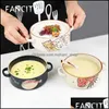 Bowls Japanese Ceramic Tableware Binaural Small Bowl Porridge Dessert Steamed Egg Creative Ears Antiscalding S Drop Delivery Home Ga Dh3Xs