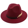 Basker enkla kvinnor män ull vintage trilby filt fedora hatt med bred grim gentleman elegant lady vinter höst jazz mössor