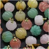 Pendant Necklaces Halloween Pumpkin Gemstone 10Pcs Mixed Colors Stone Pendants For Necklace Decoration Women Jewelry Gifts Drop Deliv Dhqdk