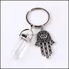 Kluczowe pierścienie Keyring Jewelry Kryształy Ametyst Rose kwarc koralika Chakra Point Kobiety Kamień Naturalny Fatima Hamsain 907 DHGZW