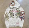 2023 Spring Men 's Hoodies Skull Lazy 3D 디지털 프린트 후드 긴 슬리브 지퍼 스웨터 스웨트 셔츠