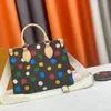 3in1-tas Meerdere 3D-geschilderde stippen Print Hoge kwaliteit Luxe Crossbody-schouder Regenboogtassen Zijkoffer Messenger Bag Handtassen Canvas Leren portemonnee