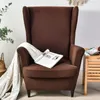 Housses de chaise canapé couverture arrière bras incliné roi couleur unie élastique aile aile fauteuil protecteur housse