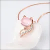 Pendentif Colliers Cristal Rose Collier Fille Bijoux Or Brillant Femmes Quartz Rose Accessoires Clavicule Chaînes Drop Delivery Pendentifs Dhktb