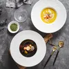 Płytki japońskie ceramiczne słomkowe zastawa stołowa biała zachodnia restauracja głęboka zupa płyta domowa stek sałatkowy Wyświetlacz deserowy