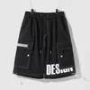 Mäns shorts herrshorts harajuku streetwear svart casual homme sidopickor Bermuda hip hop last knä längd korta byxor 022023h