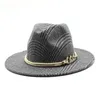 Wide Brim Hats Fedora For Women Wool Plaid Belt Wedding Luxury Autumn Winter Men White Beige 2023 Felt Hat