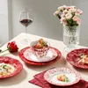 Пластины простота керамическая тарелка на рабочем столе с рельефом цветов спагетти гостиной