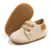 Första Walkers 14Colors Born Boys Pu Laceup Shoes Baby Girls High Grade Nonslip Soft Sole Toddler Frist Waliking 230202