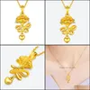 Pendant Necklaces Sand Gold Flower Necklace Women Vintage Link Chain Jewelry Gifts Carnation Drop Delivery Pendants Dh6Vf
