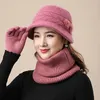 Bérets 2 pièces/ensemble dames chapeau cou plus chaud couleur unie adultes épais résistant au froid coupe-vent hiver femme casquette écharpe Kit