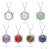 Pendant Necklaces Star Gemstone Necklace Natural Stone Quartz Pendants With Plated Chain 18 Inch Women Jewelry Gifts Drop Delivery Dhxn8