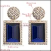 Urok moda fl kryształowe kolczyki kobiety geometryczne oświadczenie kwadratowy metalowy ślub przyjęcie biżuterii dostawa otqnd