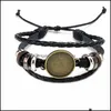 L￤nkkedja mode smycken diy mti lager l￤der armband armband tom bas passar 20 mm rund p o glas cabochon inst￤llning bezel mage dr otksn