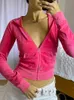 Giacche da donna HEYounGIRL Casual Velluto Crop Top Giacca invernale Donna Verde Rosa Zip Up Felpe con cappuccio Cappotti Donna Moda Skinny Soprabito Streetwear 230202