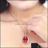 Hanger kettingen sier luxe klassieke nobele prinses ruby ​​ovaal eier duif bloed rode toermalijn kleur schat 18k ketting drop de dhkrd