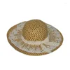 Cappelli a tesa larga estivi genitore-figlio in nastro di pizzo solido bombetta da sole donna casual outdoor cappello di paglia piatto berretti Panama