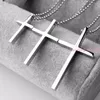 Pendant Necklaces Fashion Men's Simple Design Cross Necklace 3 Sizes Wholesale Stainless Steel Rope Chain