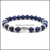 Charm Bracelets Natural Stone Bracelet Buddha Head Lazi Beads Drop Delivery Jewelry Dhq0V