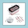 Ensembles De Vaisselle Lunchbox Microwae Chauffage Boîte À Lunch Bento Pour L'école Enfants Employé De Bureau 2 Couches Cuisine Conteneur De Stockage Drop Deliv Dhnht