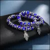 Cadeia de link 8mm Turquia Evil Blue Olhos Breads Bracelets Hamsa Charme de m￣o Bracelete Homens Mulheres J￳ias de J￳ias Droga Droga Droga Otqbi