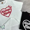 Herr t-shirts nya Big Heart Bambu Cotton Par Dress Human Made T-shirt G230202