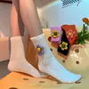 Women Socks Woman Spring Summer Korean Style Flower Cute Long Colorful Breathable Cotton High Quality Crew Candy Color